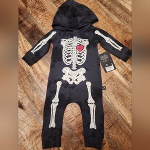 Skeleton Print Hooded Onesie